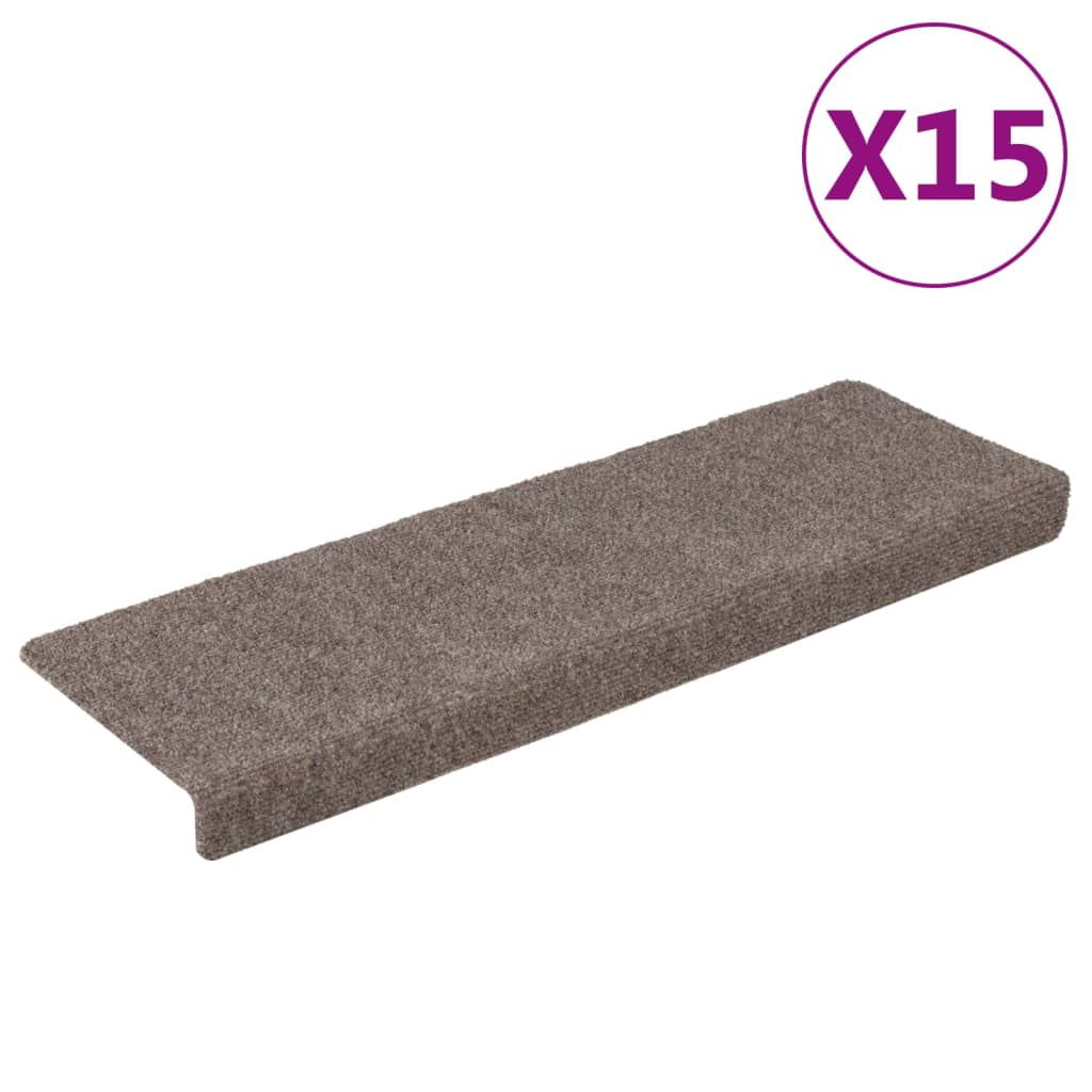 Vidaxl Stair Mats 15 St 65x21x4 CM Needle Felt Cream -Colored