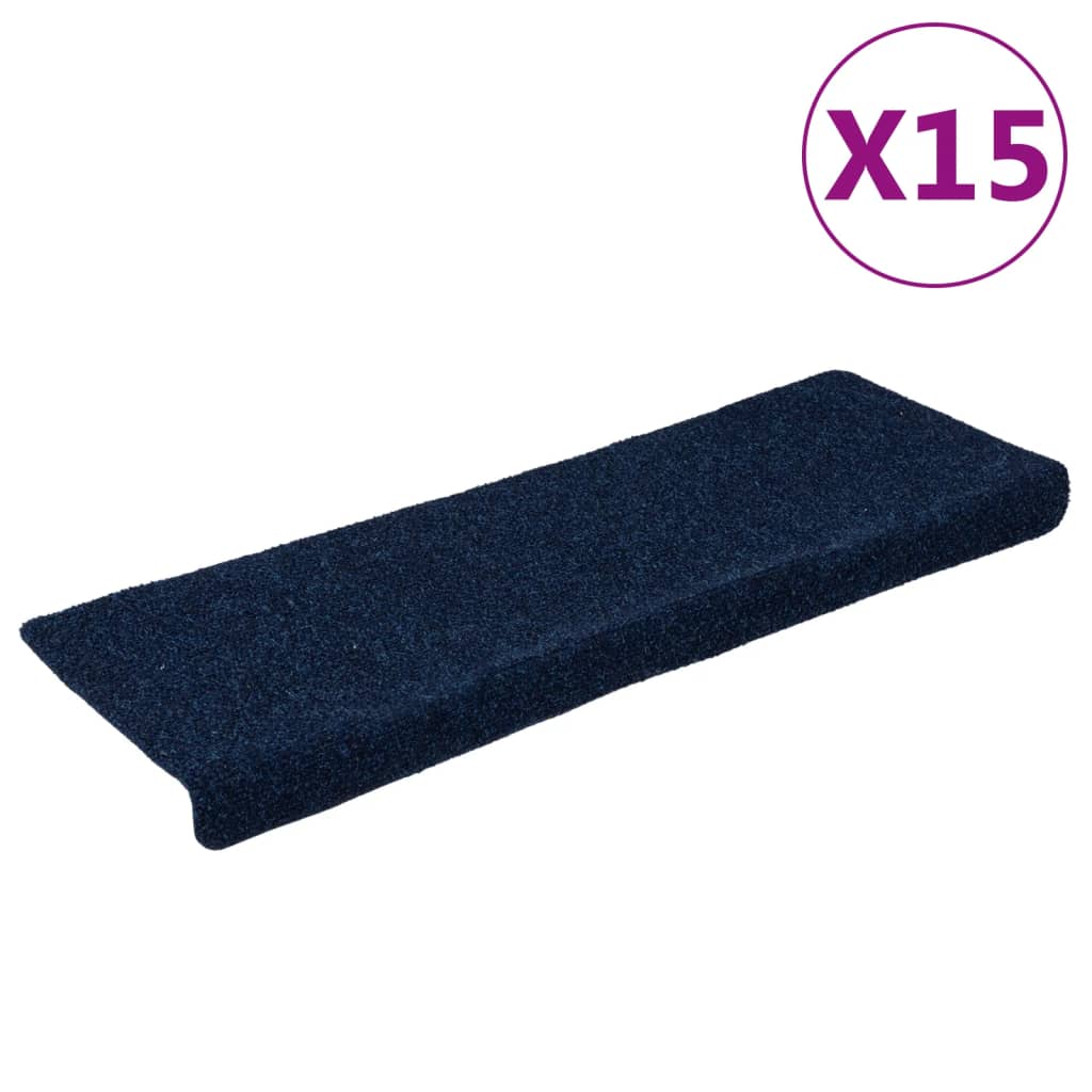 Vidaxl Stair Mats 15 st 65x21x4 cm aiguille en feutre bleu