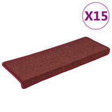 Vidaxl Stair Mats 15 ST 65X21X4 CM Matte Red