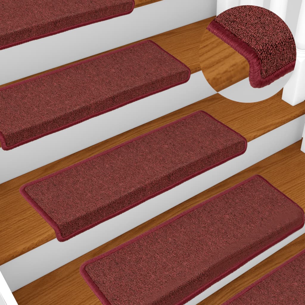 Vidaxl Stair Mats 15 ST 65X21X4 CM Matte Red