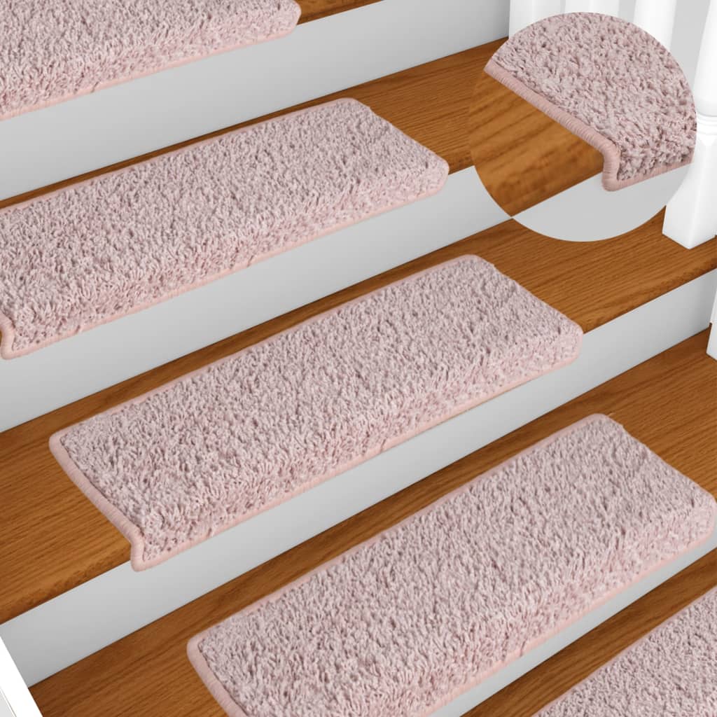 Vidaxl stair mats 15 st 65x21x4 cm white and pink