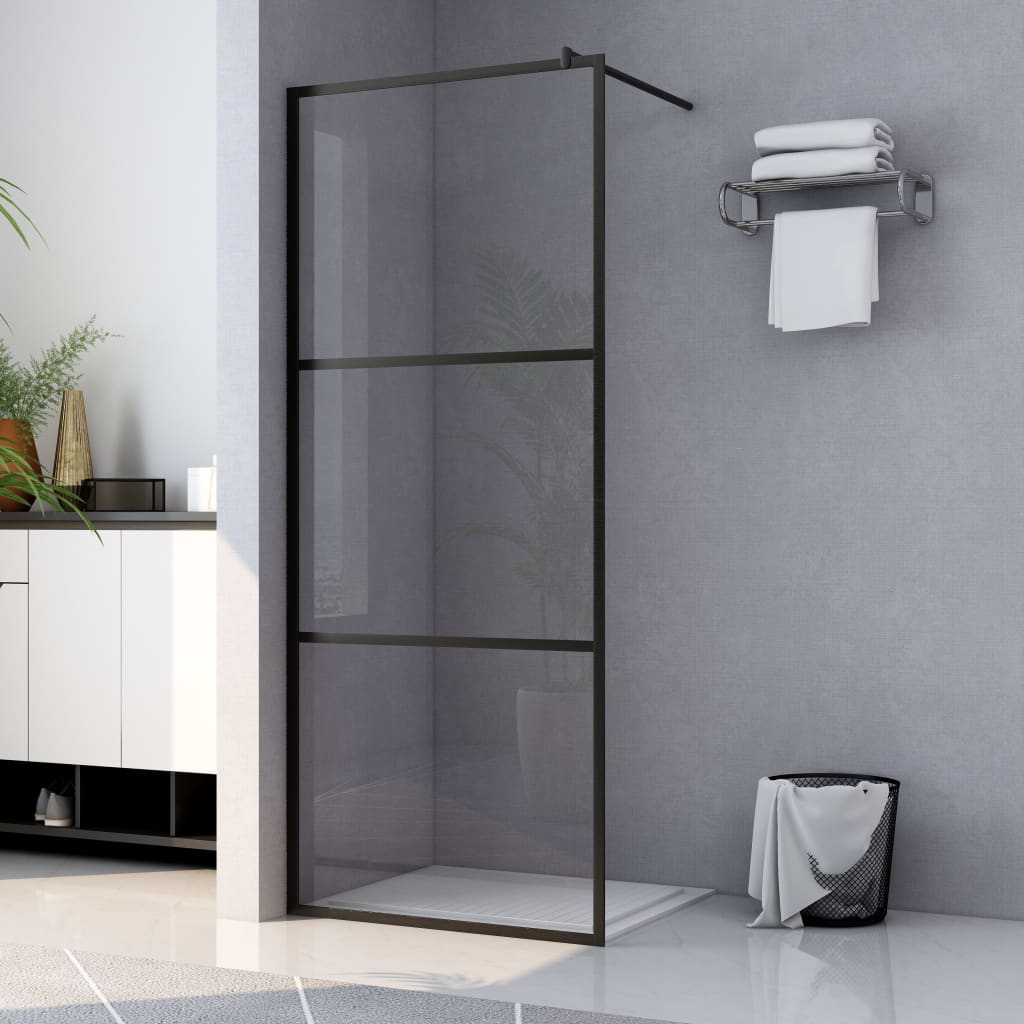 Vidaxl Walk-in shower wall Transparent 115x195 cm ESG glass black