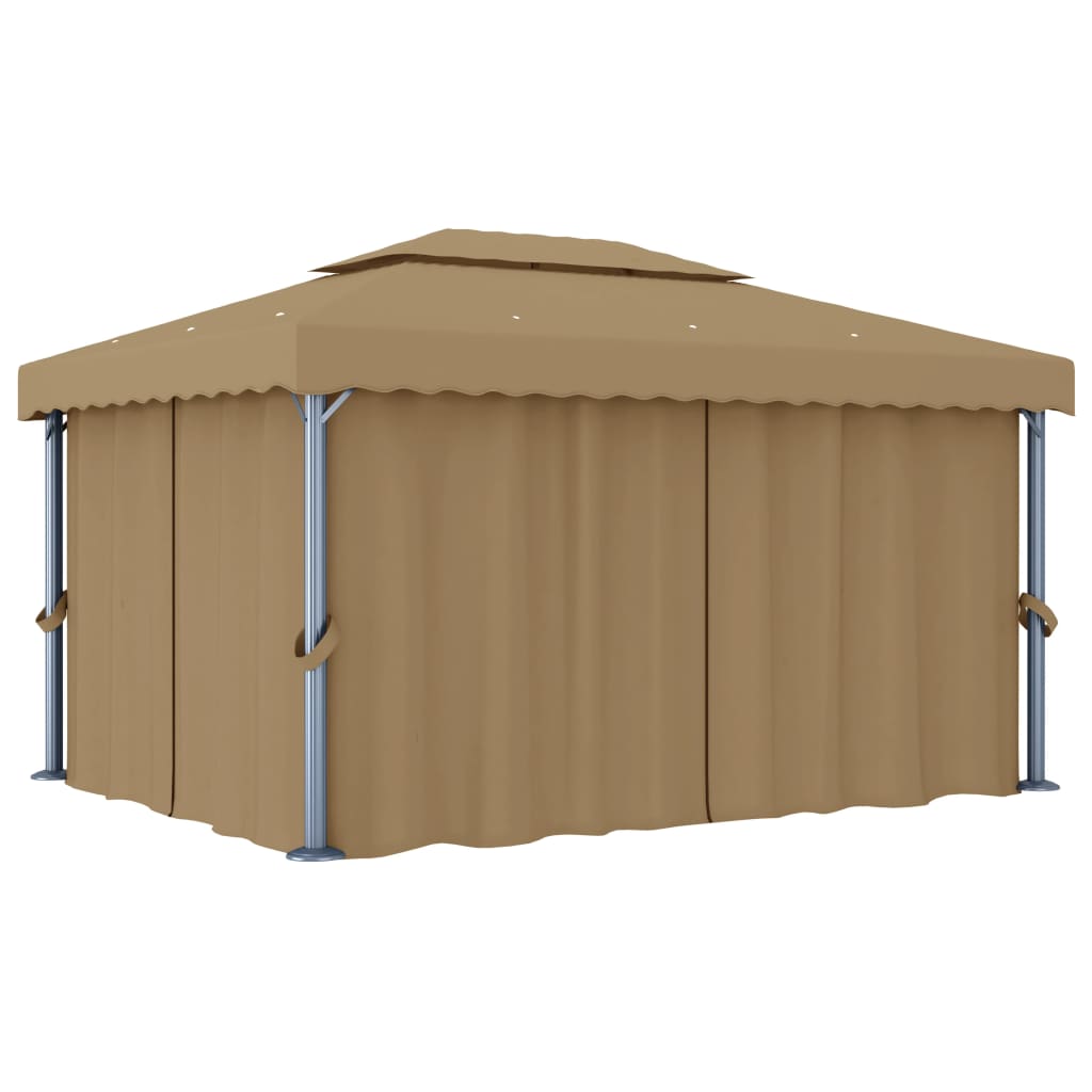 Vidaxl Arbor z zasłoną 4x3 m aluminiową taupe