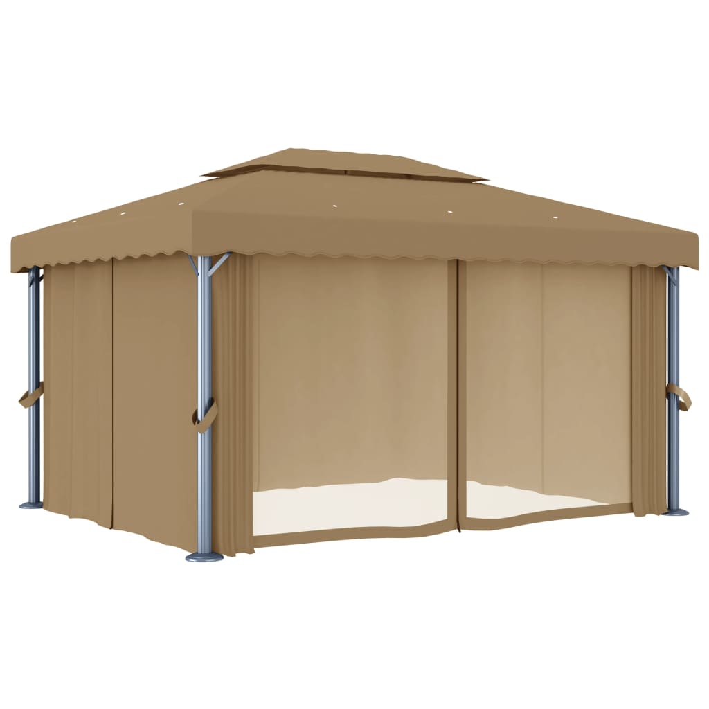 Vidaxl Arbor s oponou 4x3 m hliník taupe