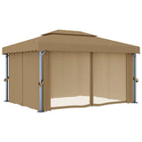 Vidaxl arbor with curtain 4x3 m aluminum taupe