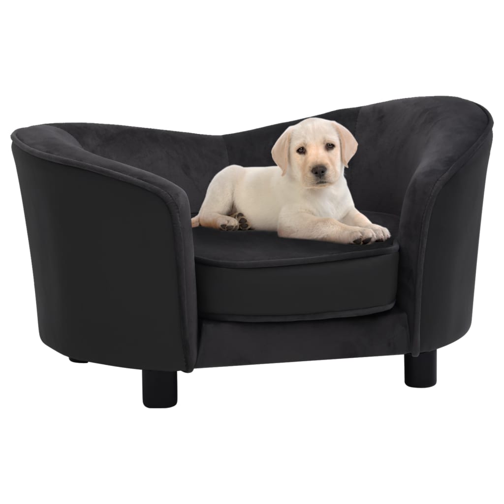 Vidaxl Dog Bank 69x49x40 cm Pluche and artificial leather black