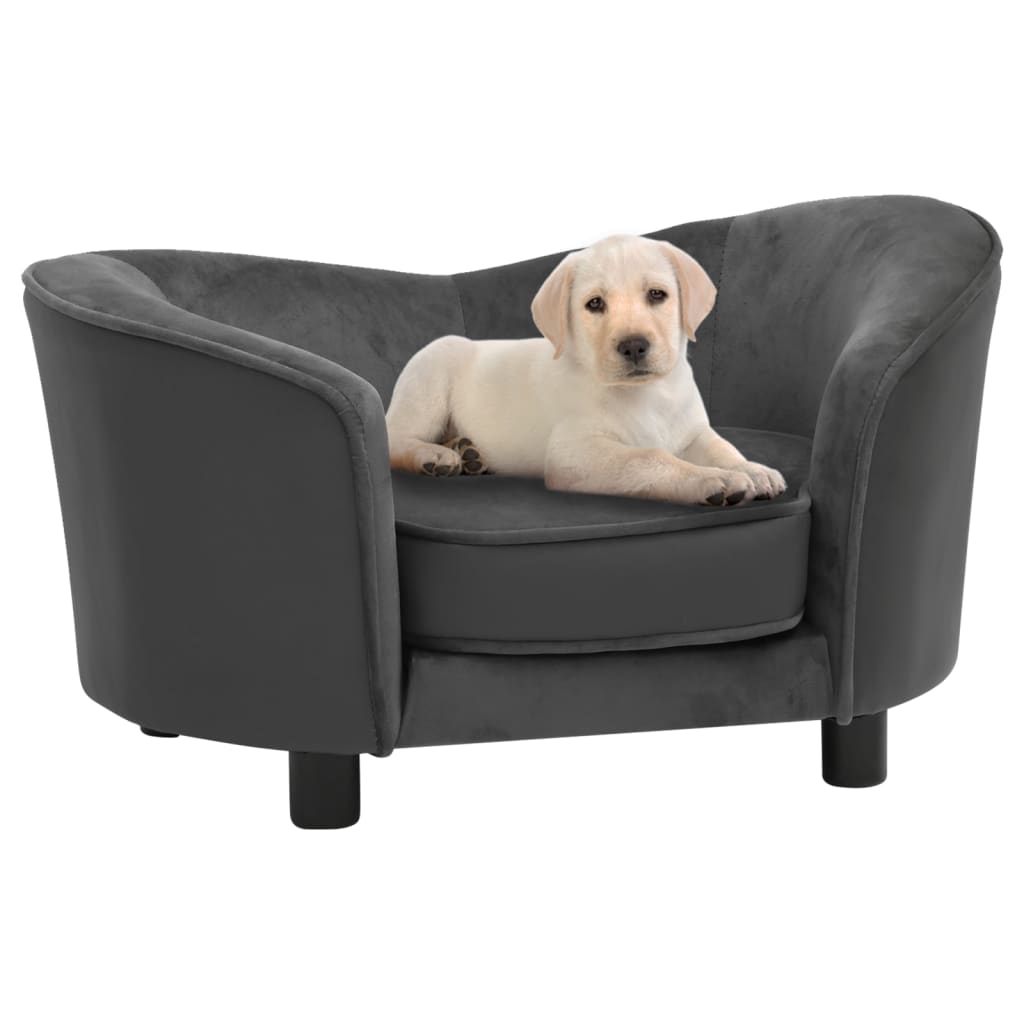 VidaXL dog bank 69x49x40 cm plush and artificial leather dark gray