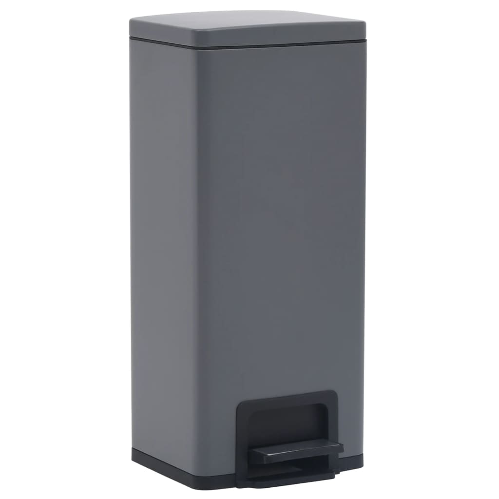 Vidaxl Pedal Bin con grigio in acciaio inossidabile da 30 L anti-fingerprint da 30 L