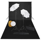 VidaXL Fotostudioset met lampen, paraplu's, achtergrond en reflector