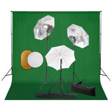 VidaXL Fotostudioset met lampen, paraplu's, achtergrond en reflector