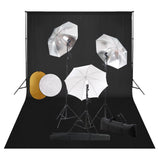 VidaXL Fotostudioset met lampen, paraplu's, achtergrond en reflector