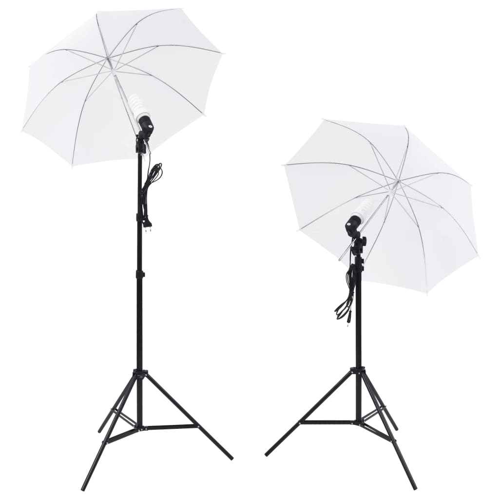 VidaXL Fotostudioset met lampen, paraplu's, achtergrond en reflector