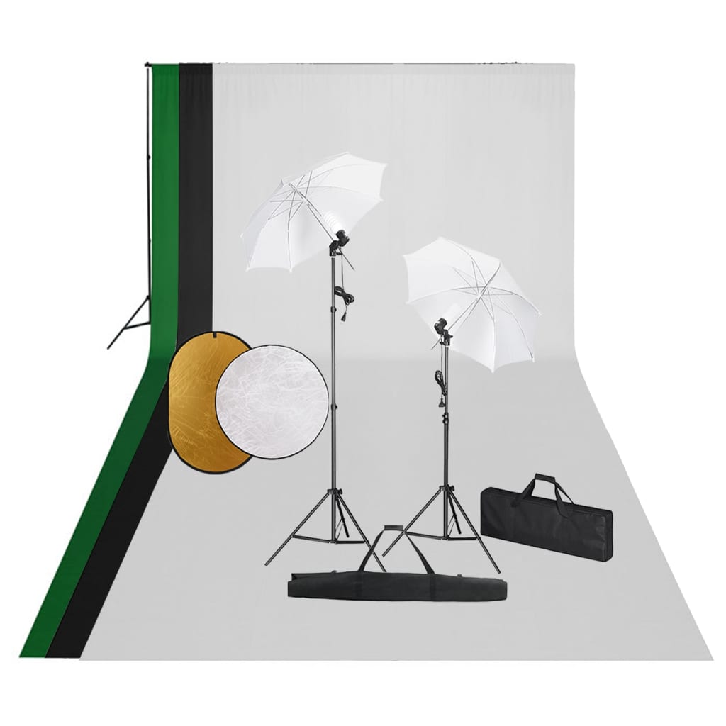 VidaXL Fotostudioset met lampen, achtergrond en reflector