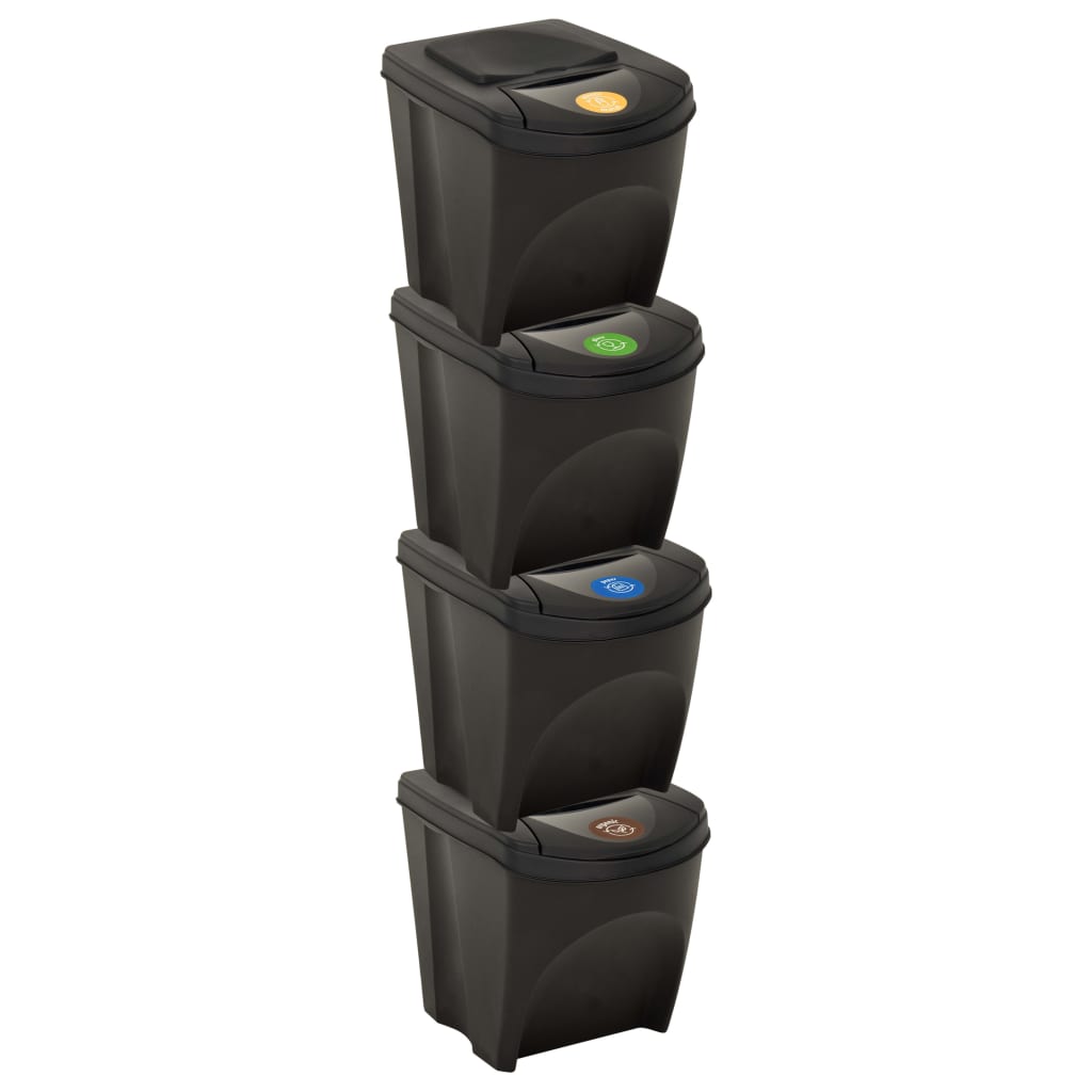 VIDAXL CANDS CANS 4 ST STACKABLE 100 L ANTHRATITE -OCOLORED