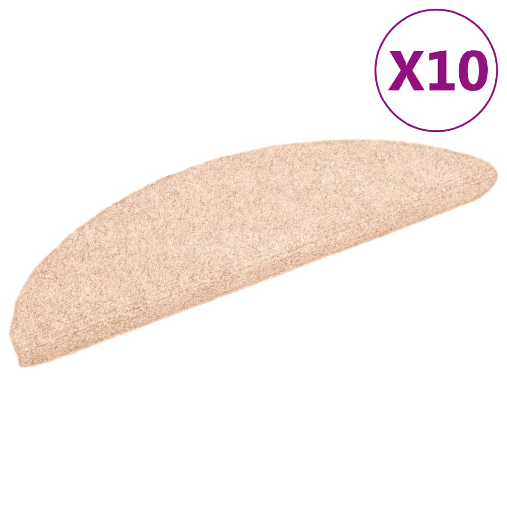 Vidaxl stair mats self -adhesive 10 st 56x17x3 cm needle felt cream -colored