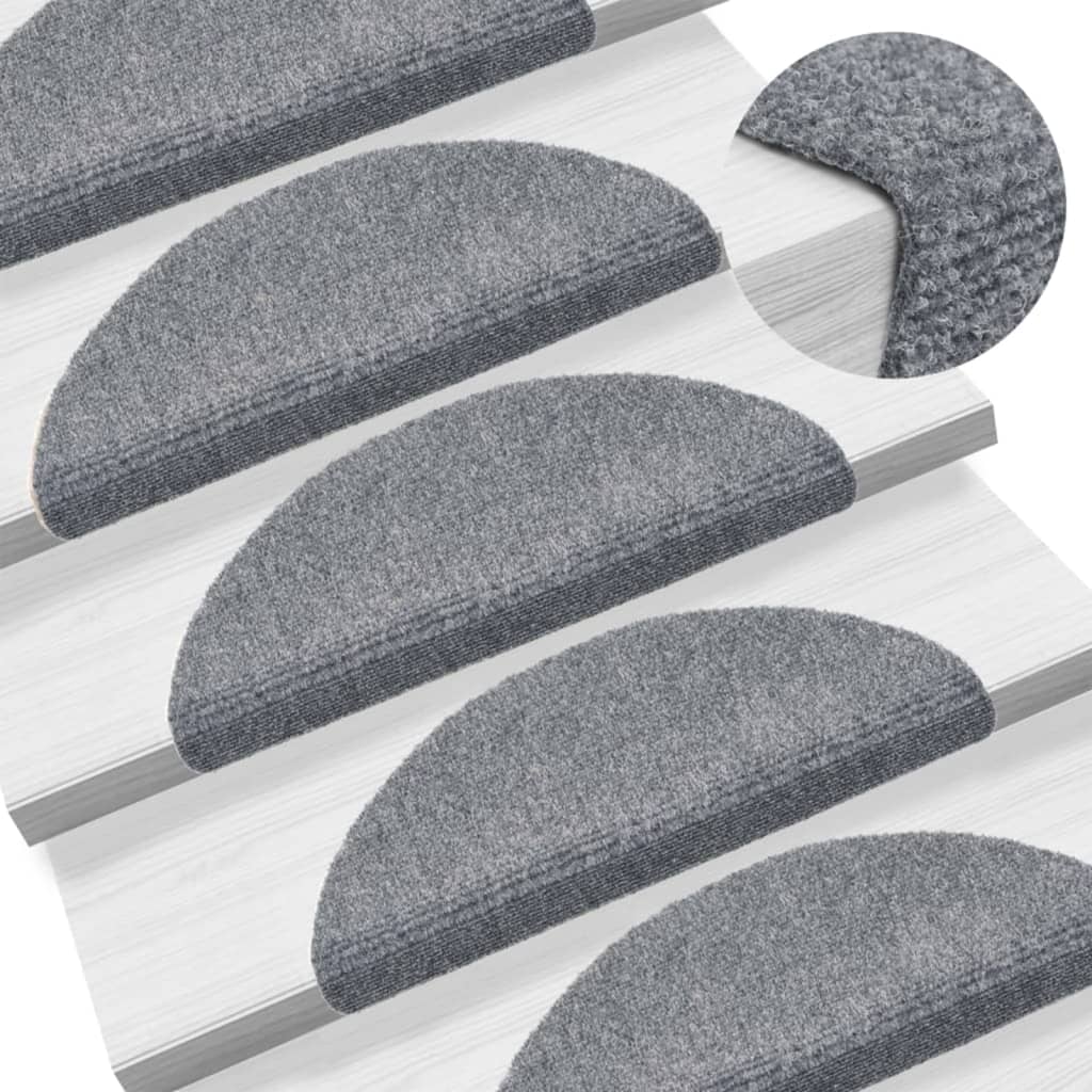 Vidaxl stair mats self -adhesive 10 st 56x17x3 cm needle felt light gray