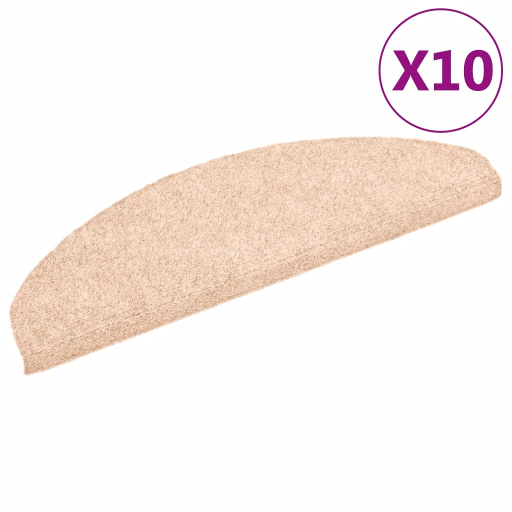 Esteras de escalera de Vidaxl autoadhesivo 10 pcs 65x21x4 cm de aguja crema de fieltro