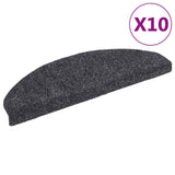 Vidaxl stair mats self -adhesive 10 pcs 65x21x4 cm needle felt dark gray