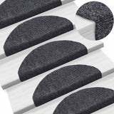 Vidaxl stair mats self -adhesive 10 pcs 65x21x4 cm needle felt dark gray