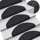 Vidaxl stair mats self -adhesive 10 pcs 65x21x4 cm needle felt black