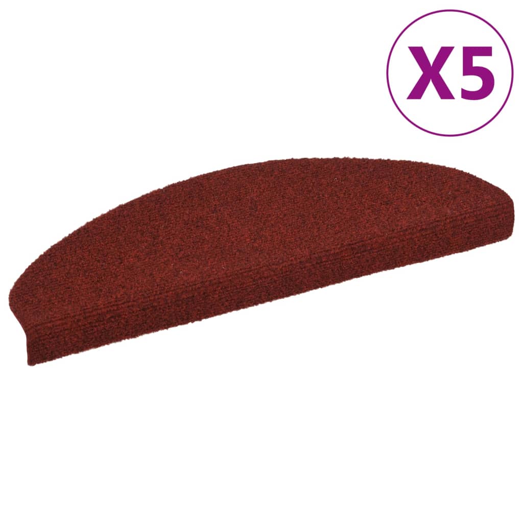 Vidaxl stair mats self -adhesive 5 st 65x21x4 cm needle felt red