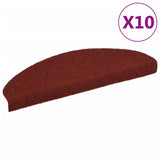 Vidaxl stair mats self -adhesive 10 pcs 65x21x4 cm needle felt red