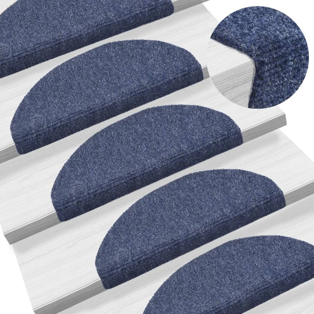 Vidaxl Stairs Mats Self -Adhesive 5 St 65x21x4 CM Needle Feel Blue