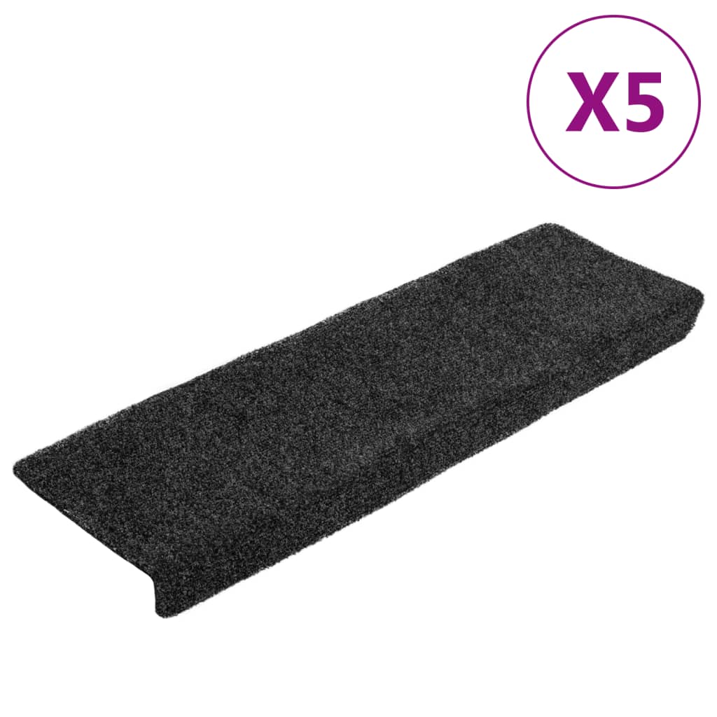 Vidaxl Schodišťové rohože 5 st 65x21x4 cm jehla cítila šedá