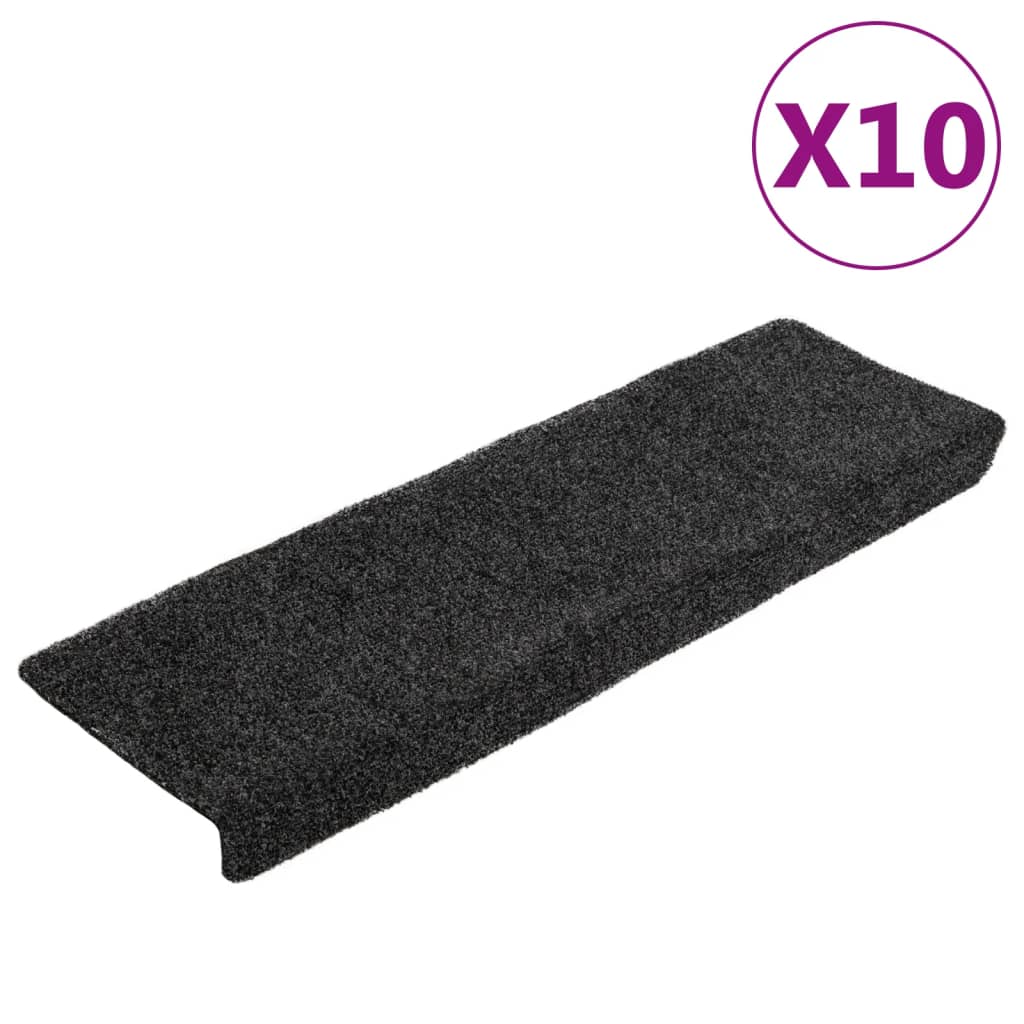 Vidaxl stair mats 10 pcs 65x21x4 cm needle felt gray