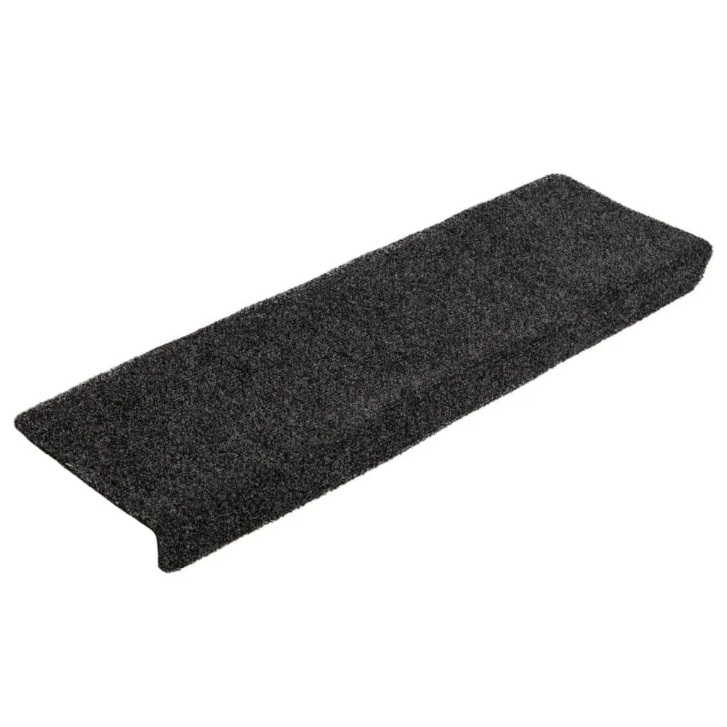 Vidaxl Stair Mats 10 St 65x21x4 cm nål føltes sort