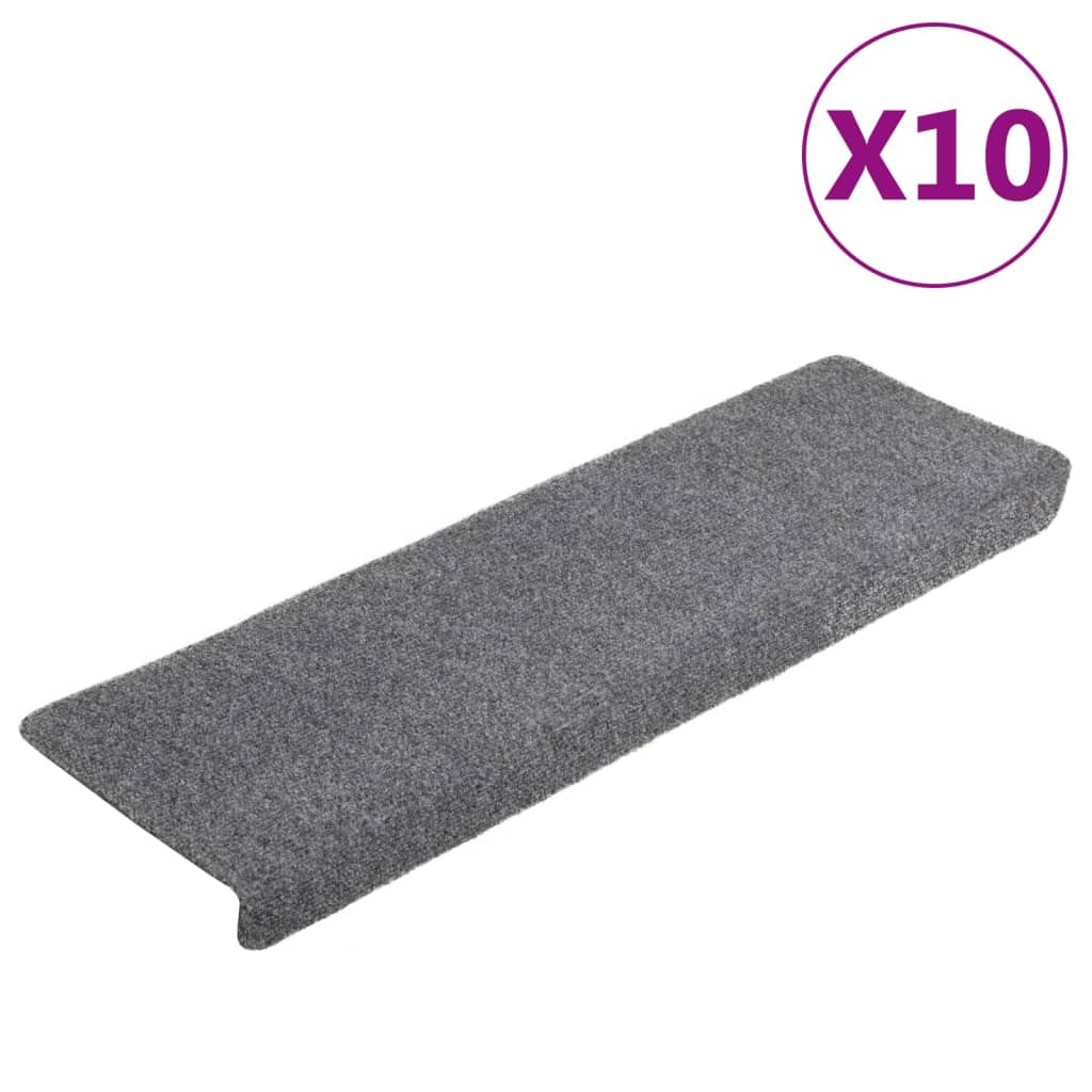 Vidaxl Schodišťové rohože 10 ks 65x21x4 cm jehla se cítila světle šedá