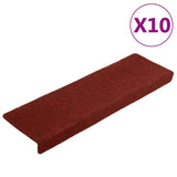 Vidaxl stair mats 10 pcs 65x21x4 cm Needle felt bordeaux red