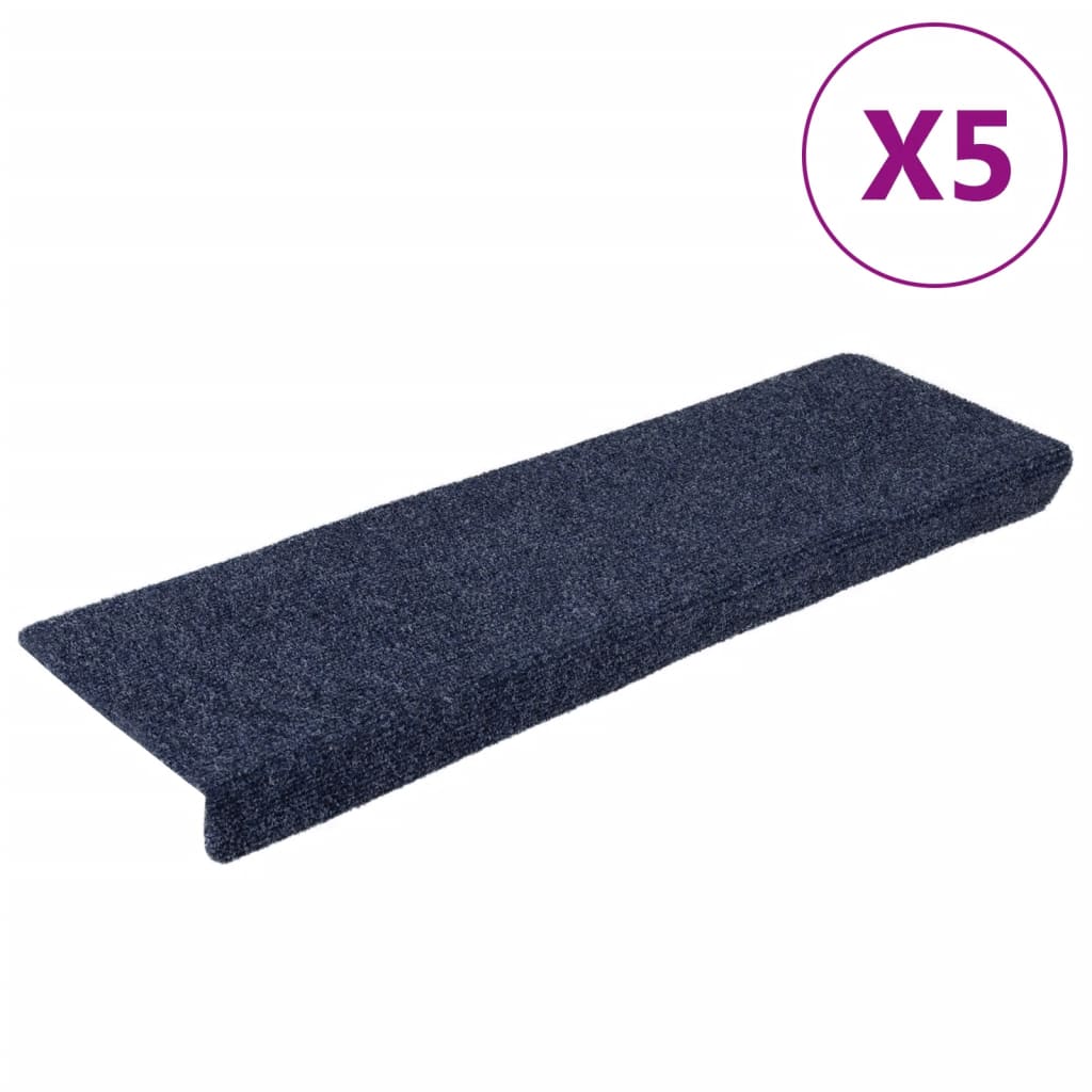 Vidaxl Stair Mats 5 PCS 65x21x4 cm nål følte antracitt -farget