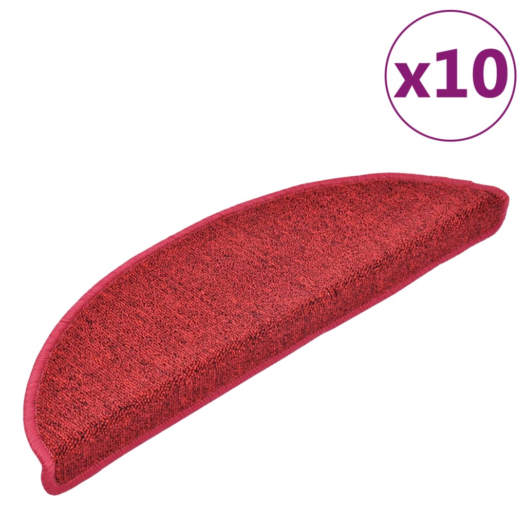 Vidaxl Mats d'escalier 10 ST 56X17X3 CM Bordeaux Red