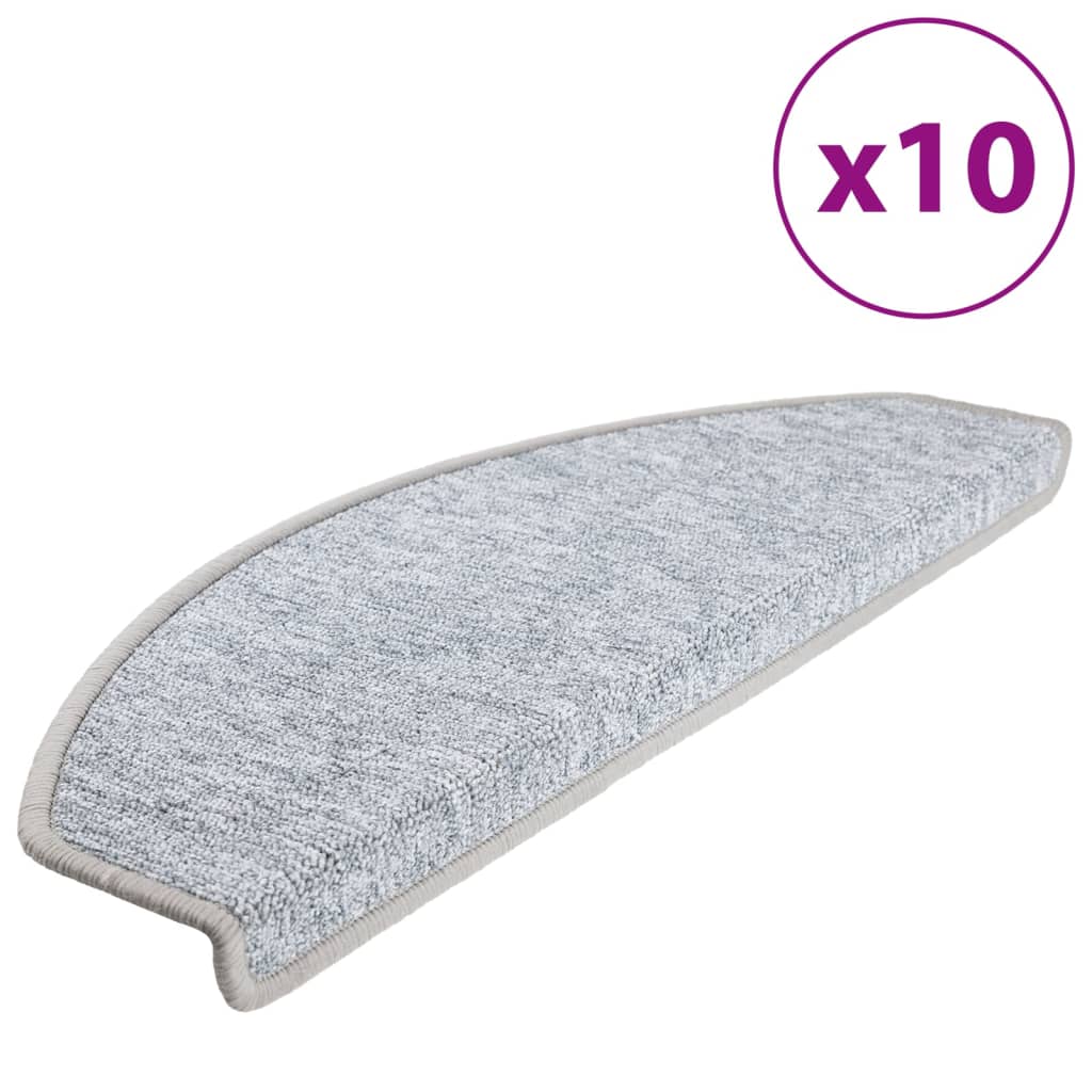 Esteras de escalera de Vidaxl 10 st 65x24x4 cm gris claro