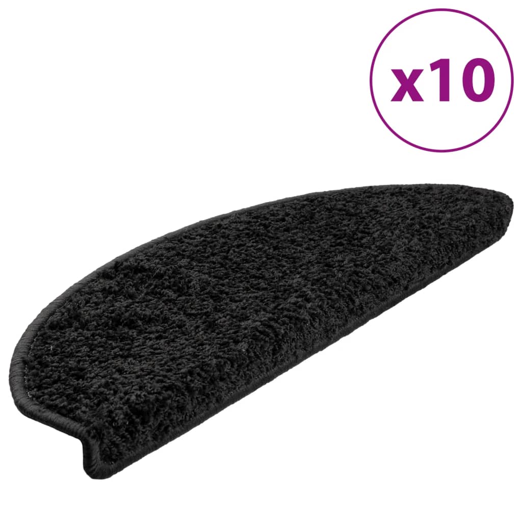 Vidaxl Stair Mats 10 St 65x21x4 cm svart