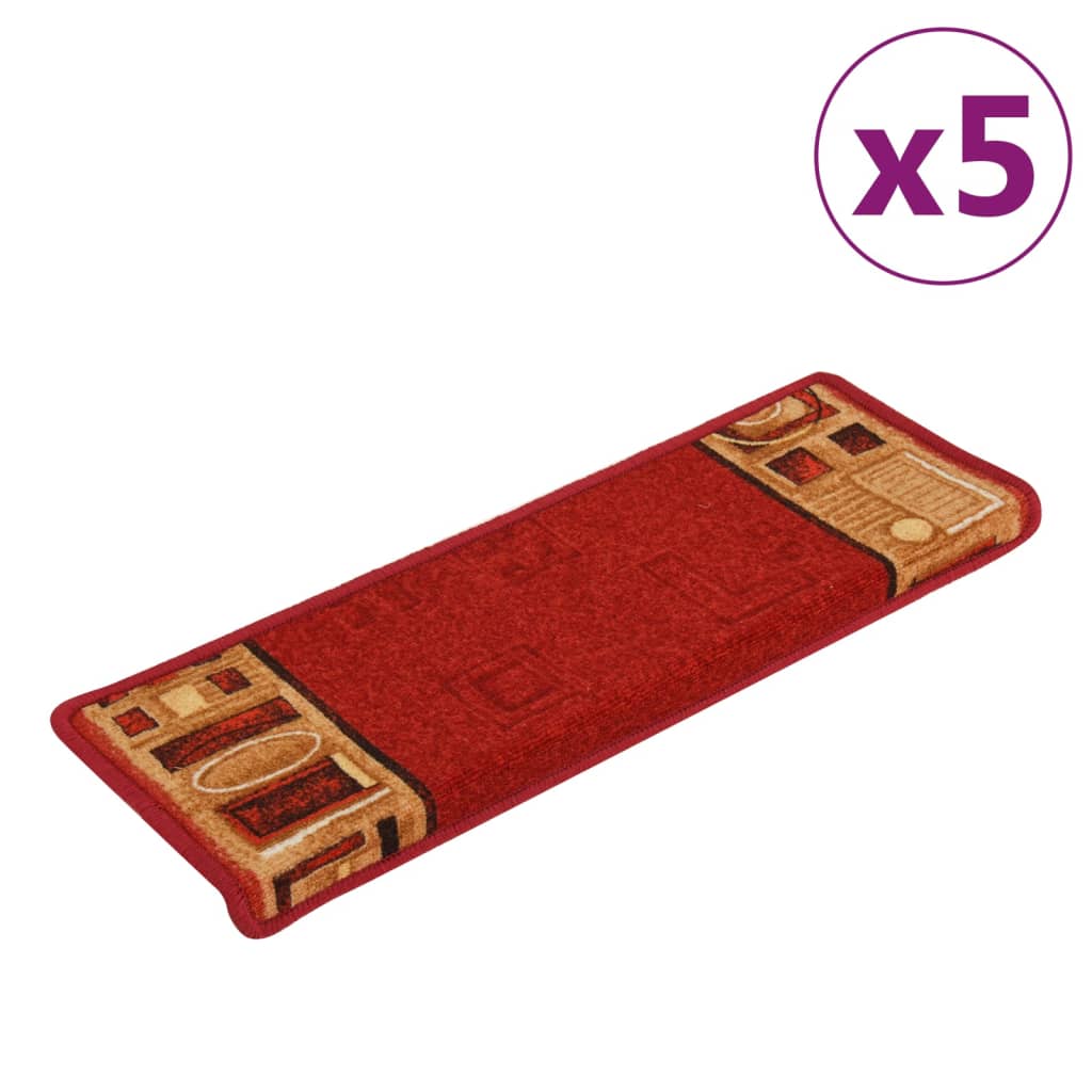 Vidaxl trapmatten zelfklevend 5 st 65x21x4 cm rood