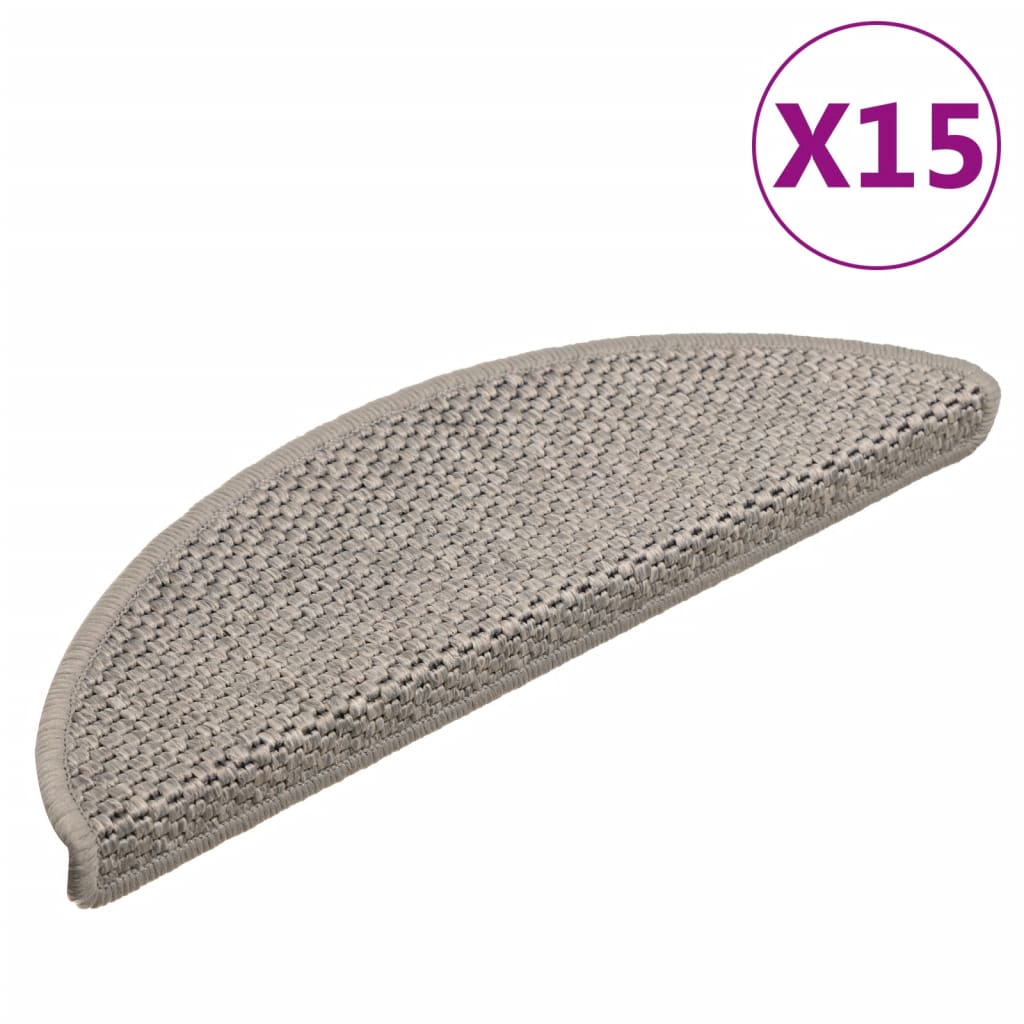 Vidaxl Schodišťové rohože Samolepející 15 St sisal Look 56x17x3cm stříbrné barvy