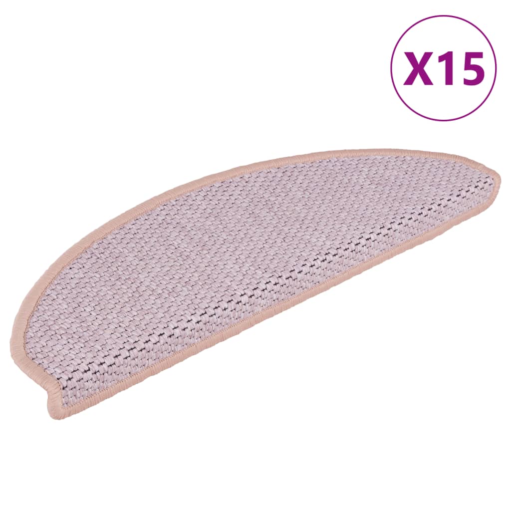 Vidaxl trappematter selvklebende 15 st sisal look 56x17x3 cm rosa