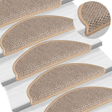 Vidaxl trappematter selvklebende 15 st sisal look 56x17x3 cm lys beige