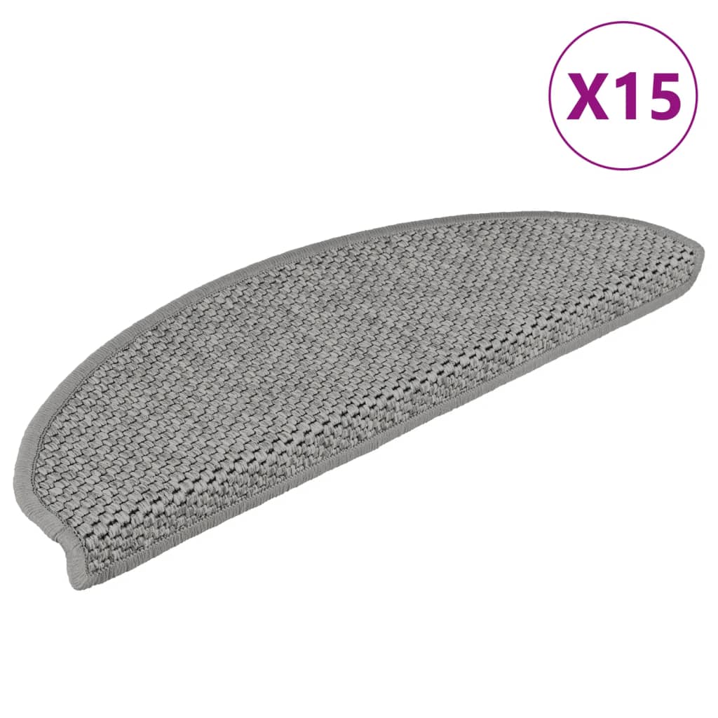 Vidaxl Schodišťové rohože Samolepející 15 St sisal vzhled 65x21x4cm stříbrné barvy