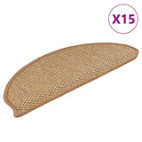 Vidaxl trappematter selvklebende 15 st sisal look 65x21x4 cm sisal farget