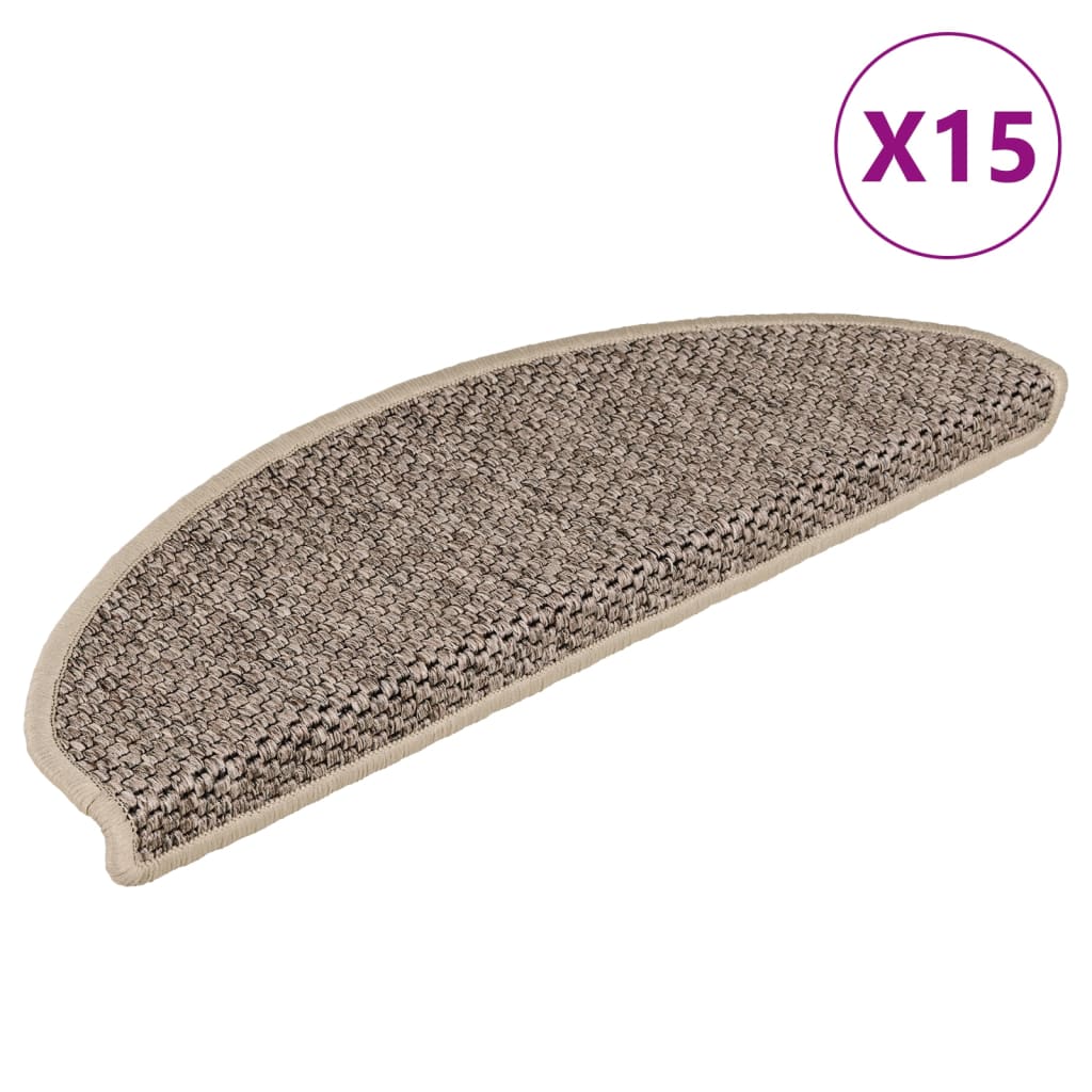 Vidaxl Schodišťové rohože samo přibližující 15. sisal vzhled 65x21x4 cm tmavá béžová