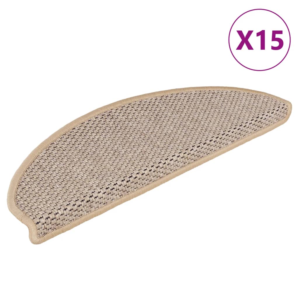 Vidaxl Stair Mats Selflezivna 15 St Sisal Look 65x21x4 cm svetloba bež