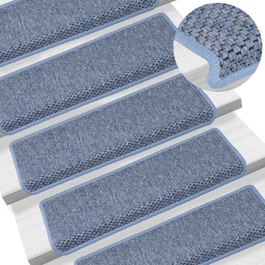 Esteras de escalera de Vidaxl autoadhesivas 15 SISAL SISAL 65X21X4 CM AZUL