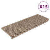 Esteras de escalera de Vidaxl autoadhesivas 15 sisal sisal 65x21x4 cm de color arena