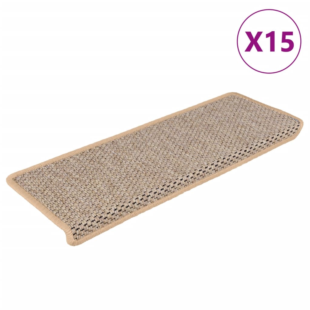 Vidaxl Stair tapis auto-adhésifs 15 st sisal look 65x21x4 cm beige clair