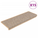 Vidaxl Stair tapis auto-adhésifs 15 st sisal look 65x21x4 cm beige clair