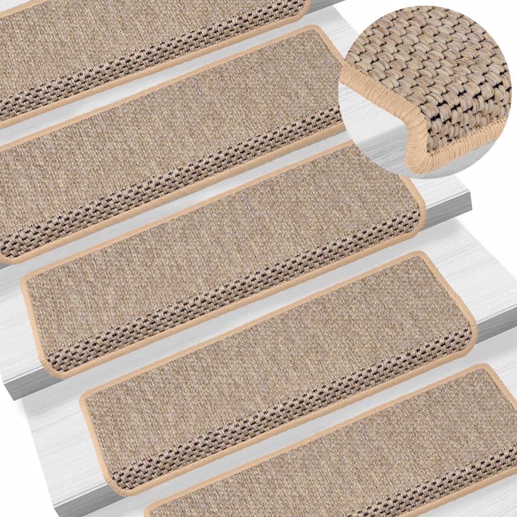 Vidaxl Stair tapis auto-adhésifs 15 st sisal look 65x21x4 cm beige clair