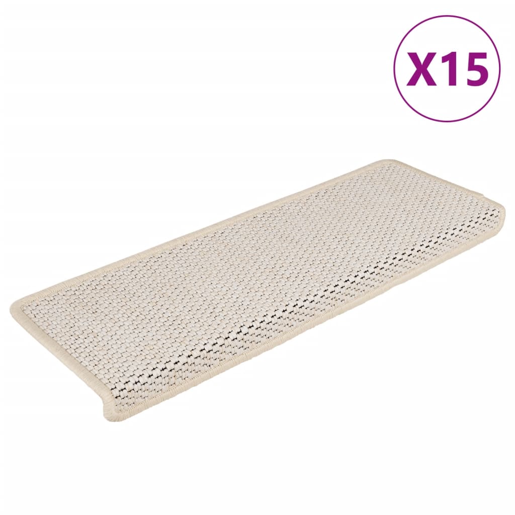 Vidaxl Stair Mats Selvklæbende 15 St. Sisal Look 65x21x4 cm cremefarvet